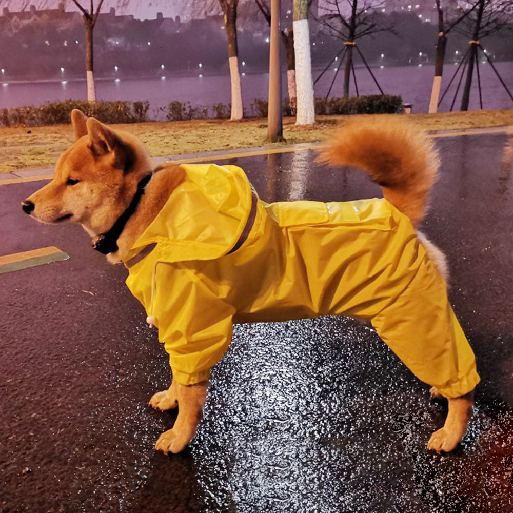 JMT-147594 Reflective Hooded Raincoat for Dogs - Medium Size, Available in Yellow, Pink, Camouflage, and Green