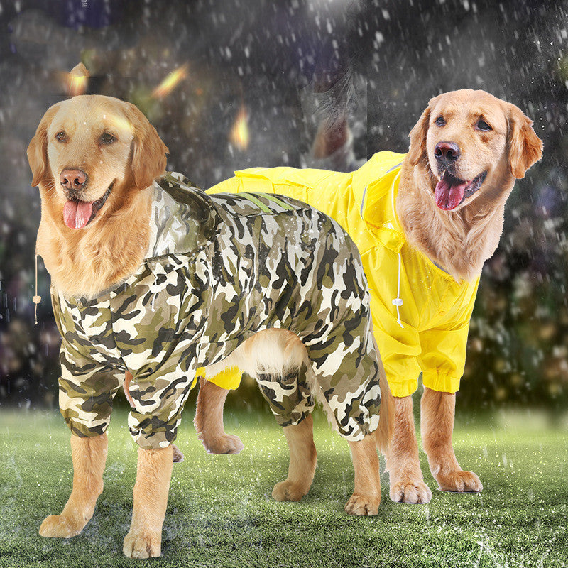 JMT-147594 Reflective Hooded Raincoat for Dogs - Medium Size, Available in Yellow, Pink, Camouflage, and Green
