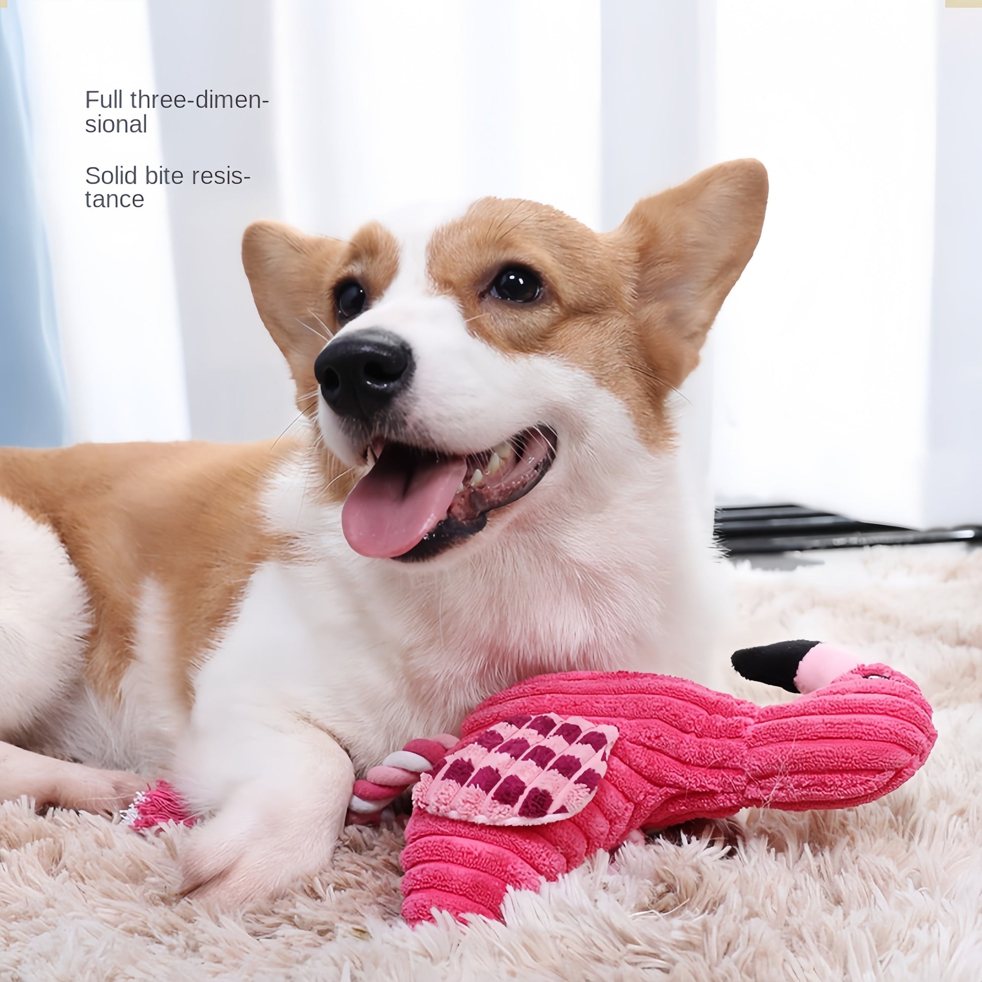 JMT-148106 Plush Animal Shape Squeaky Dog Toy - Durable Corduroy Design for Small and Large Dogs