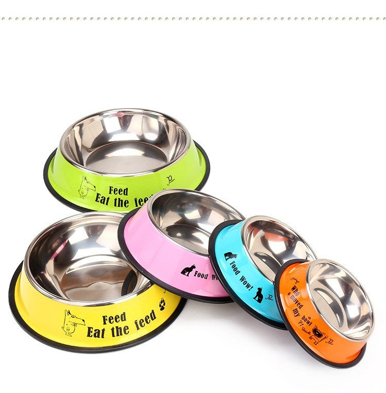 JMT-148298 Non-Slip Stainless Steel Dog Bowl in Multiple Colors for All Breeds