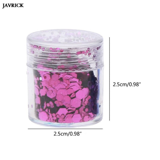 JMT-148426 Hexagonal Glitter Sequin Set - 12 Colors for Body, Face & Nail Art, 10ml Each