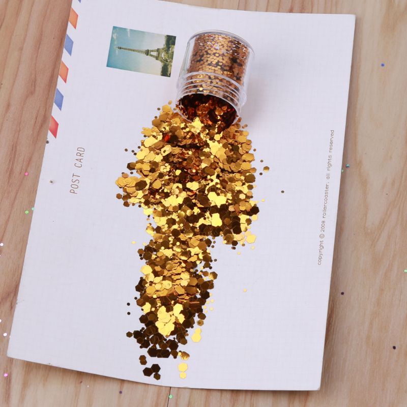 JMT-148426 Hexagonal Glitter Sequin Set - 12 Colors for Body, Face & Nail Art, 10ml Each