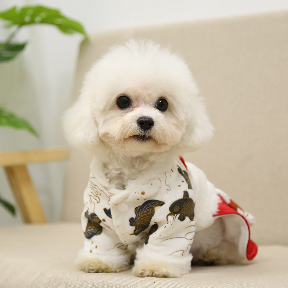 JMT-148746 New Year's Red Koi Fish Skirt for Pets - Comfortable and Stylish Pet Clothing for Cats and Dogs in Various Sizes