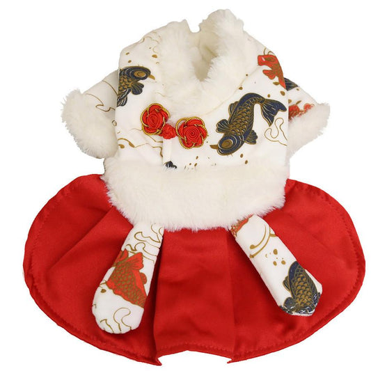 JMT-148746 New Year's Red Koi Fish Skirt for Pets - Comfortable and Stylish Pet Clothing for Cats and Dogs in Various Sizes