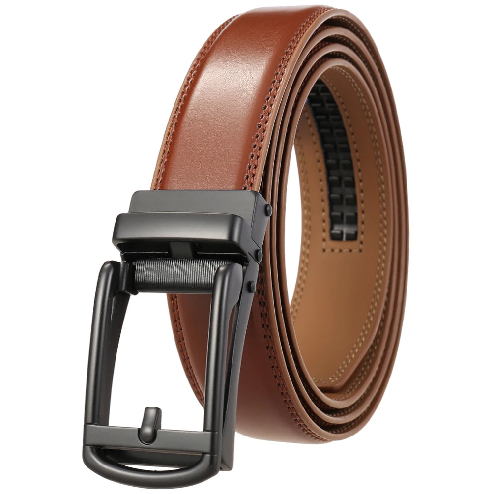 JMT-148874 Reverse Pull Buckle Leather Casual Belt - Model LY33-23428-1
