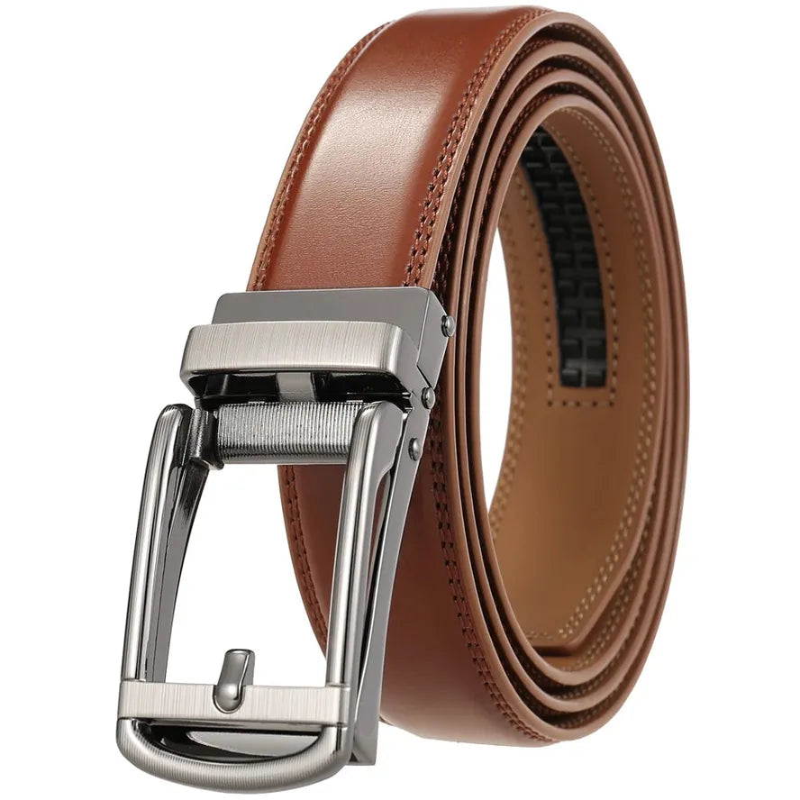 JMT-148874 Reverse Pull Buckle Leather Casual Belt - Model LY33-23428-1