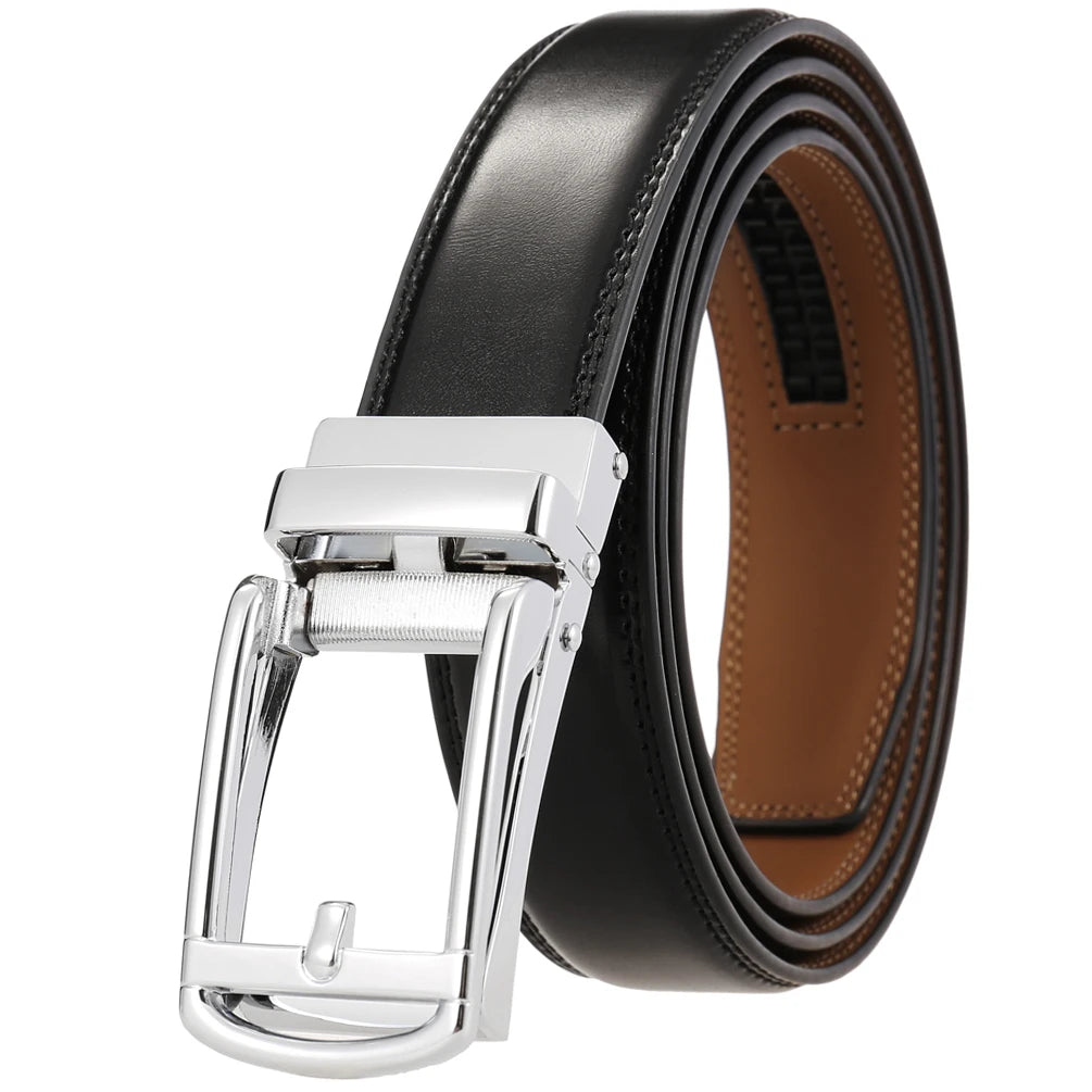 JMT-148874 Reverse Pull Buckle Leather Casual Belt - Model LY33-23428-1