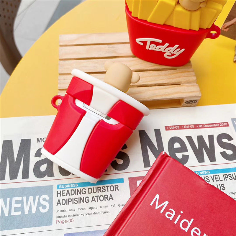 JMT-148938 Cute Bear Earphone Case for AirPods Pro 1/2/3 - Silicone Cartoon Design