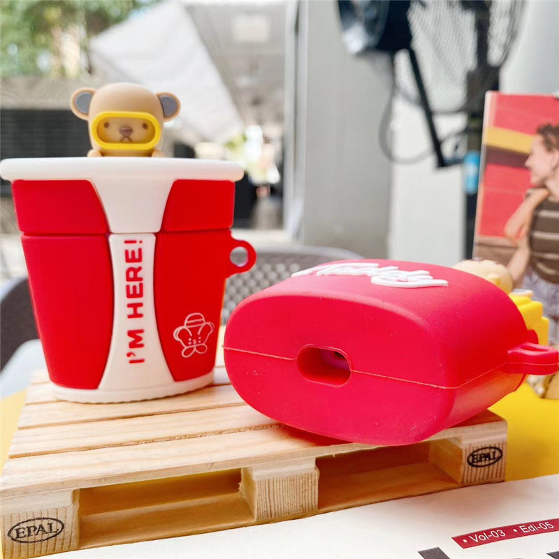 JMT-148938 Cute Bear Earphone Case for AirPods Pro 1/2/3 - Silicone Cartoon Design