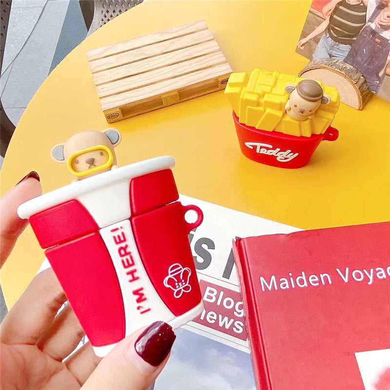 JMT-148938 Cute Bear Earphone Case for AirPods Pro 1/2/3 - Silicone Cartoon Design