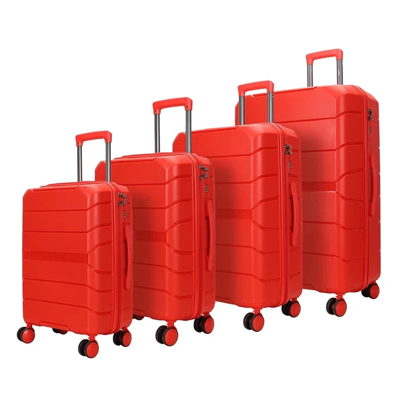 JMT-149002 4-Piece Multifunctional PP Trolley Luggage Set for Travel - 14, 20, 24, and 28 Inch Sizes