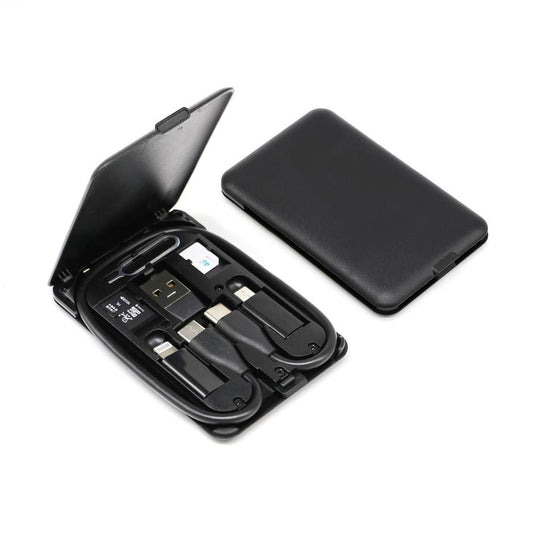 JMT-149130 Multi-Function Business Card Case with Data Cable: USB, 8PIN, Micro USB, Type-C, 0.2M Length