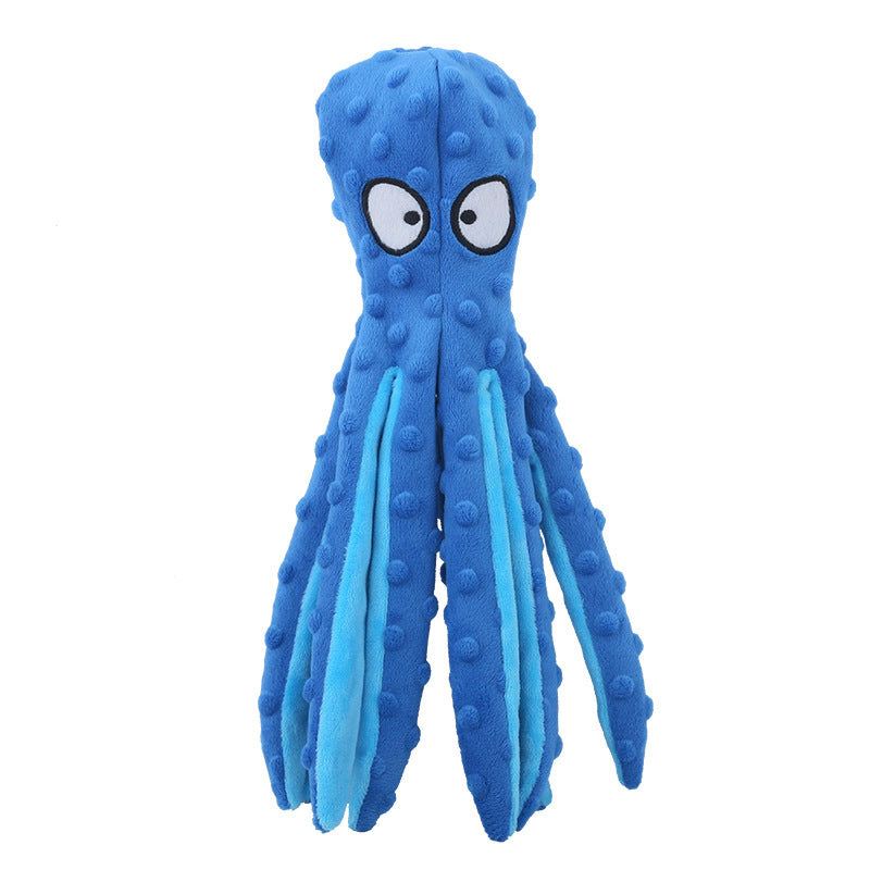 JMT-149258 Durable Octopus Dog Squeaky Toy for Teething and Interactive Play - No Stuffing, Crinkle Plush Design for Small to Large Dogs