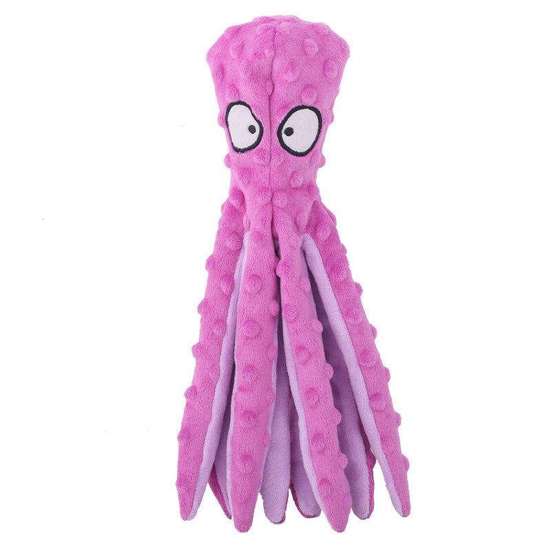 JMT-149258 Durable Octopus Dog Squeaky Toy for Teething and Interactive Play - No Stuffing, Crinkle Plush Design for Small to Large Dogs