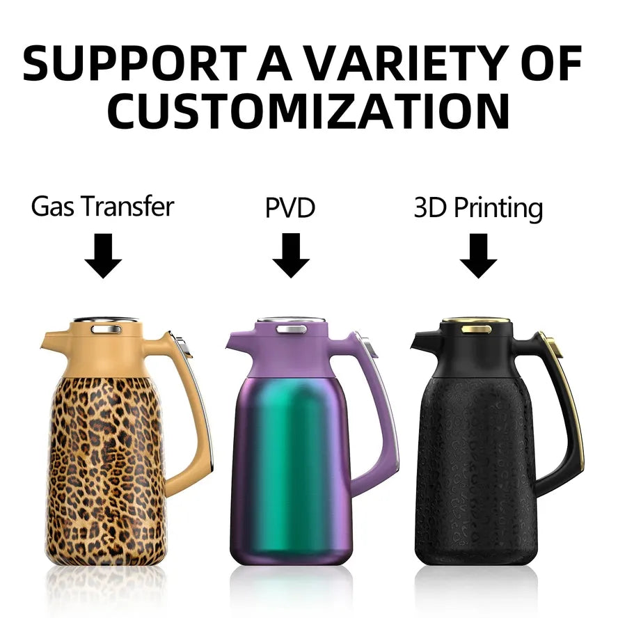 JMT-149386 Vacuum Insulated Stainless Steel Tea and Coffee Pot - 2L Capacity, Available in Black, White, Silver