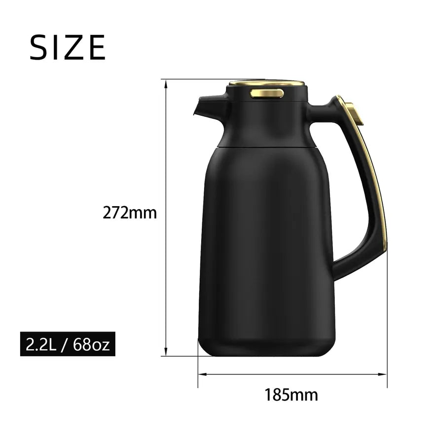 JMT-149386 Vacuum Insulated Stainless Steel Tea and Coffee Pot - 2L Capacity, Available in Black, White, Silver