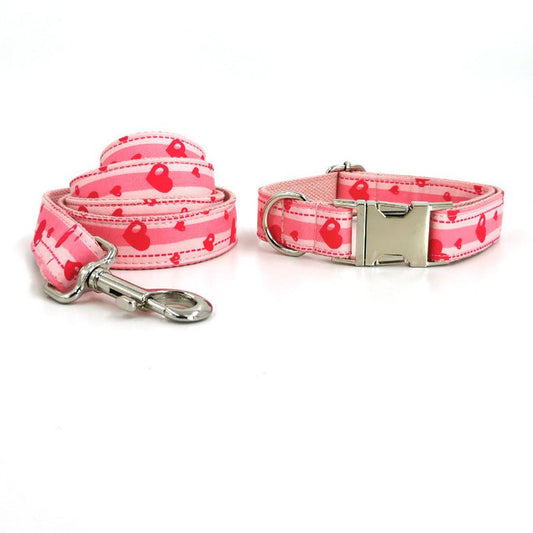 JMT-149770 Durable Pet Dog Collar and Leash Set in Comfortable Fabric, Multiple Sizes Available