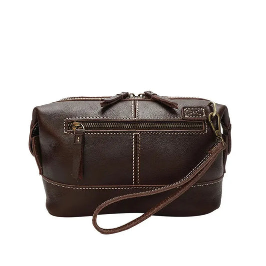 JMT-149962 Vintage Men's Leather Cosmetic Pouch for Grooming Essentials