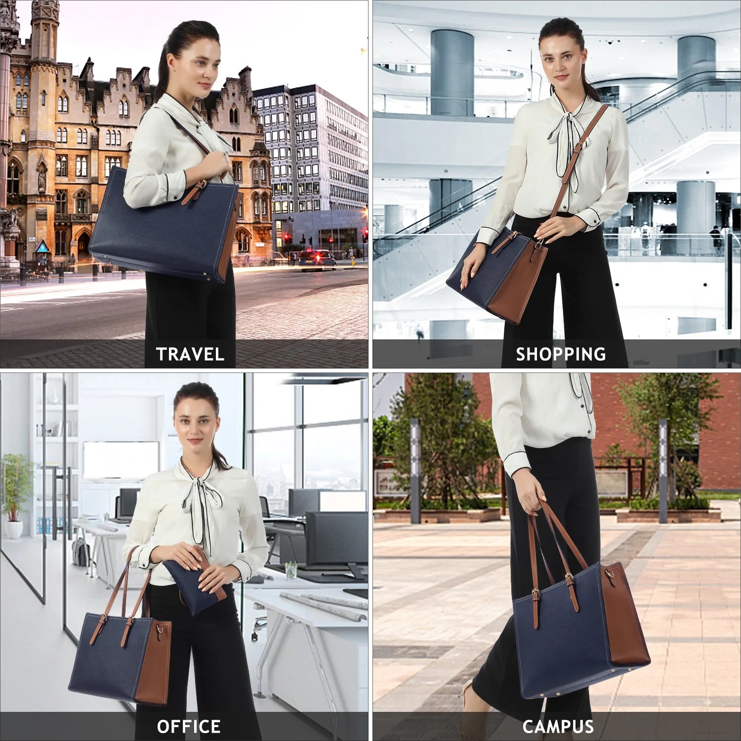 JMT-150090 Custom Ladies Handbags Set - 2pcs Shoulder Bags with Wallet for Office and Laptop Use