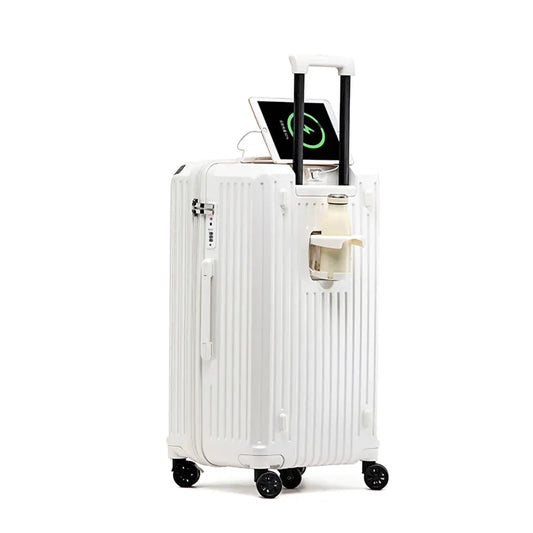 JMT-151306 White Carry-On Suitcase Luggage Trolley Bag with Smooth Rolling Wheels