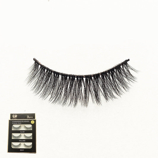 JMT-151690 3 Pairs of 3D Chemical Fiber Fake Eyelashes for Stunning Lashes