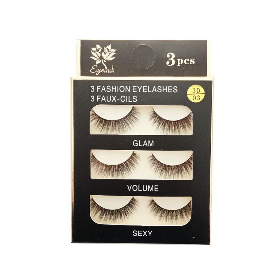 JMT-151690 3 Pairs of 3D Chemical Fiber Fake Eyelashes for Stunning Lashes