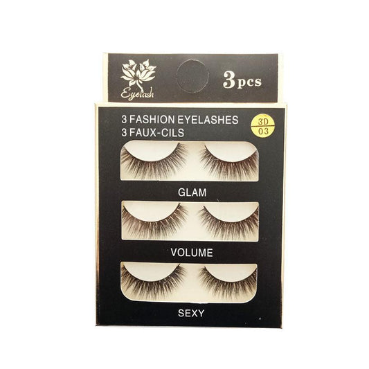 JMT-151690 3 Pairs of 3D Chemical Fiber Fake Eyelashes for Stunning Lashes