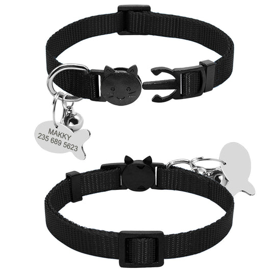 JMT-151754 Personalized Breakaway Nylon Cat Collar with ID Tag and Bell - Adjustable Size Options
