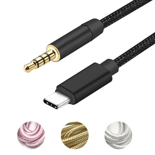 JMT-151754 Type-C to 3.5mm Audio Auxiliary Cable - Braided for Vehicle and Device Connection