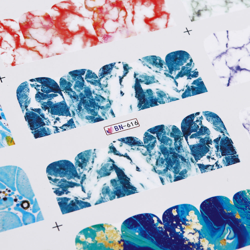 JMT-151882 French Art Marbling Nail Enhancement Watermark Stickers - Black and White Texture for Watercolor Nail Art