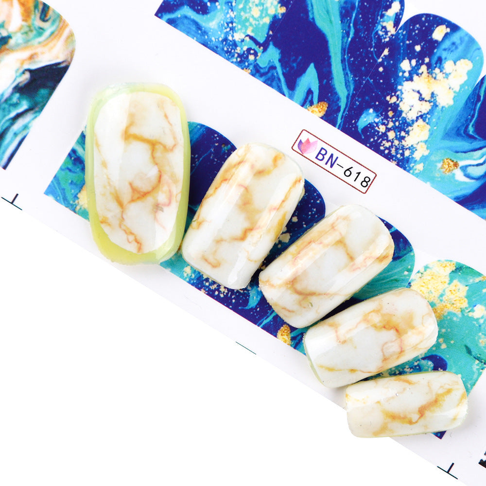 JMT-151882 French Art Marbling Nail Enhancement Watermark Stickers - Black and White Texture for Watercolor Nail Art