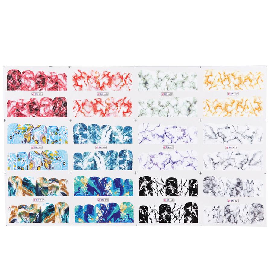 JMT-151882 French Art Marbling Nail Enhancement Watermark Stickers - Black and White Texture for Watercolor Nail Art