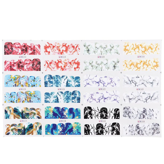 JMT-151882 French Art Marbling Nail Enhancement Watermark Stickers - Black and White Texture for Watercolor Nail Art