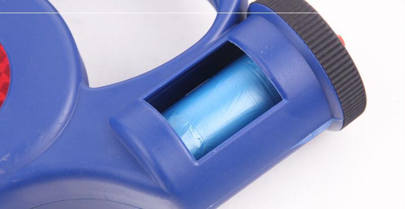 JMT-152074 3-in-1 Retractable Dog Leash with Flashlight and Built-in Waste Bag Dispenser - Durable ABS and Nylon Design, 4.5m Length, Supports Up to 45kg