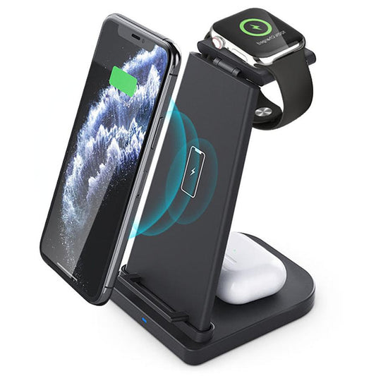JMT-152266 Wireless Charging Station for Mobile Phones, Earphones, and Smartwatches - Detachable & Foldable Design