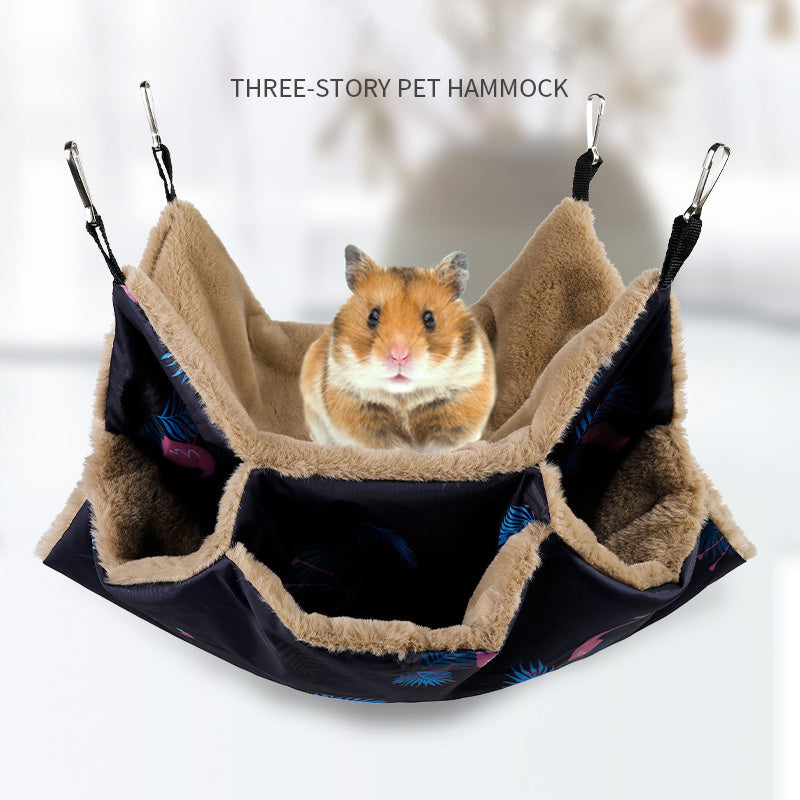 JMT-152586 Cozy Hanging Bed & Tunnel for Small Animals - Ideal for Guinea Pigs, Rats, Squirrels, and Ferrets - 34x34cm Pet Cage Hammock