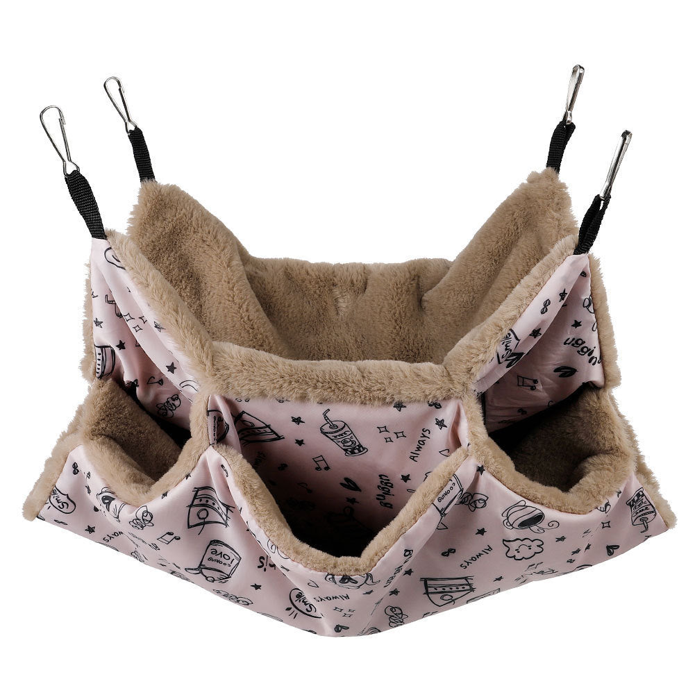 JMT-152586 Cozy Hanging Bed & Tunnel for Small Animals - Ideal for Guinea Pigs, Rats, Squirrels, and Ferrets - 34x34cm Pet Cage Hammock