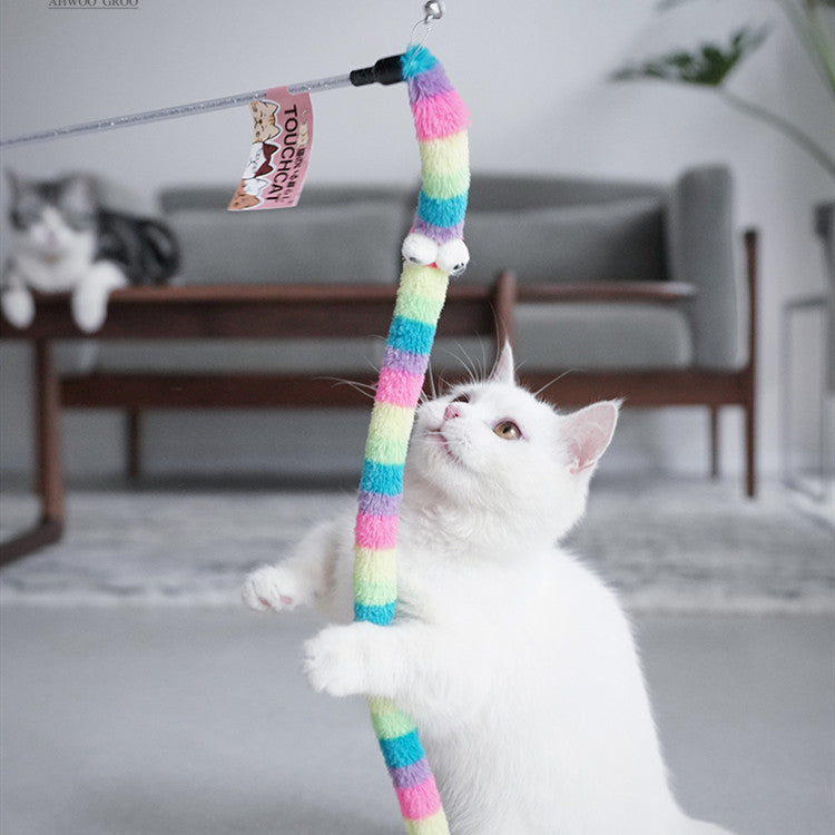 JMT-152714 Interactive Feather Cat Dangler Toy - Bite Resistant Stick for Engaging Playtime