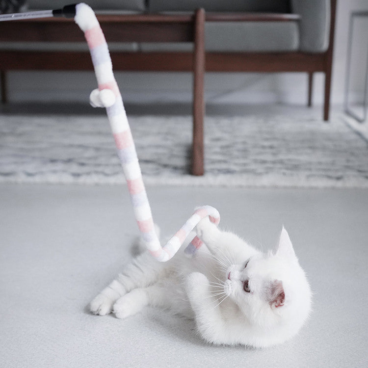 JMT-152714 Interactive Feather Cat Dangler Toy - Bite Resistant Stick for Engaging Playtime