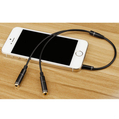 JMT-152906 3.5 mm Audio Splitter Cable - 1 Male to 2 Female Headphone Adapter for Car, Phone, Tablet, and MP3