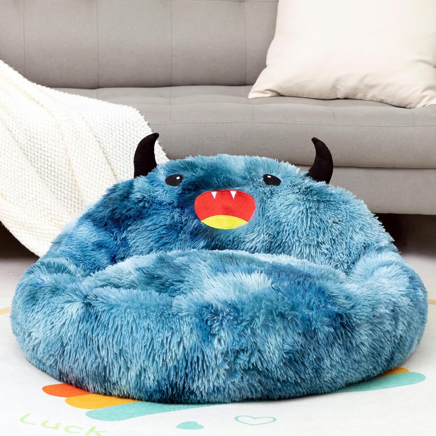 JMT-153034 Cozy Self-Warming Round Faux Fur Donut Pet Bed for Cats and Dogs