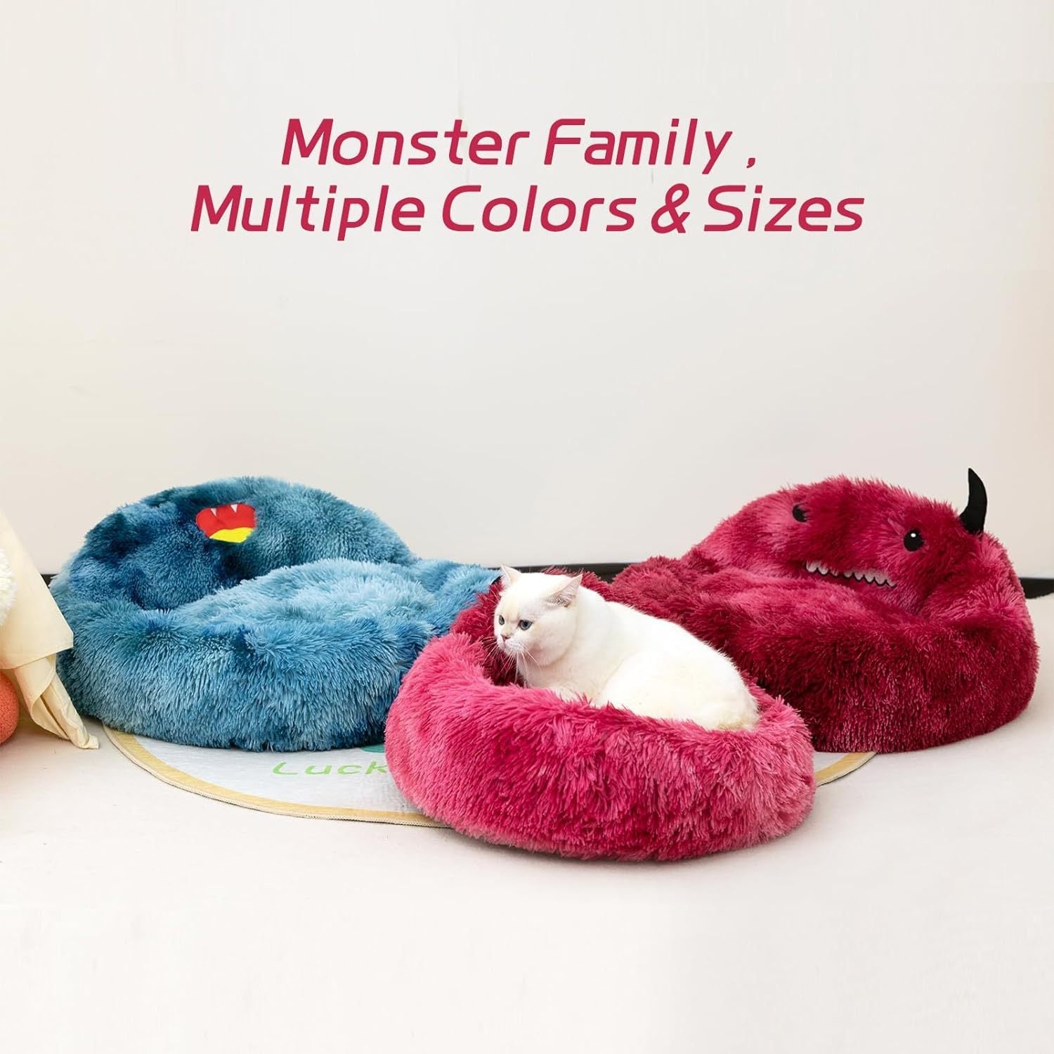 JMT-153034 Cozy Self-Warming Round Faux Fur Donut Pet Bed for Cats and Dogs
