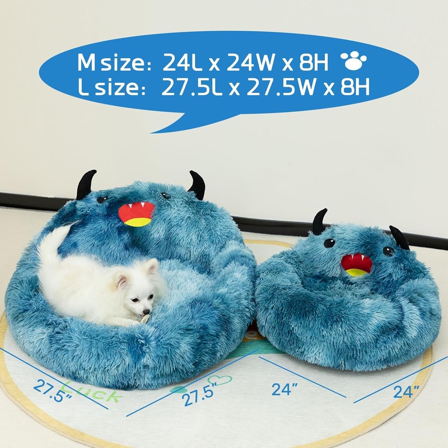 JMT-153034 Cozy Self-Warming Round Faux Fur Donut Pet Bed for Cats and Dogs