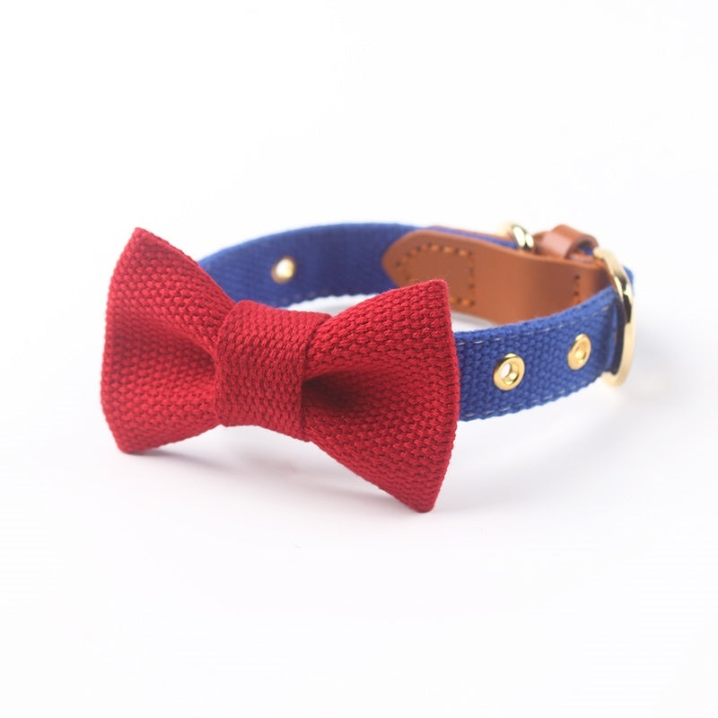 JMT-153226 Canvas Dog Collar with Hand-Holding Rope and Leather Stitching in Various Colors