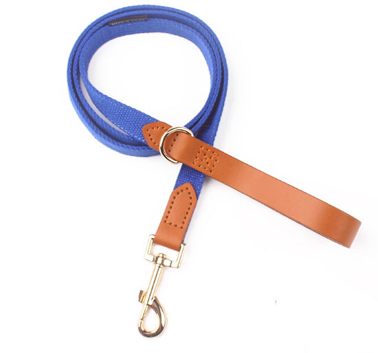 JMT-153226 Canvas Dog Collar with Hand-Holding Rope and Leather Stitching in Various Colors