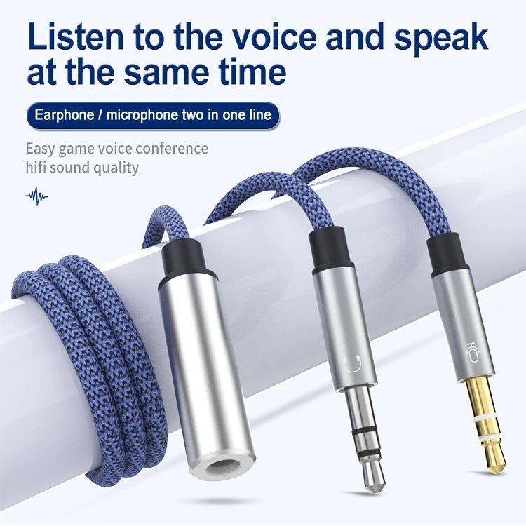 JMT-153546 3.5mm Y Splitter Adapter - 2 Male to 1 Female Audio Cable for Earphones and Microphones on Computer and Laptop