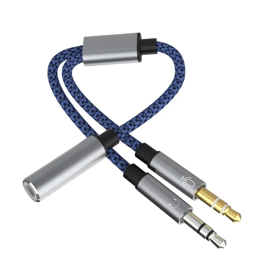 JMT-153546 3.5mm Y Splitter Adapter - 2 Male to 1 Female Audio Cable for Earphones and Microphones on Computer and Laptop