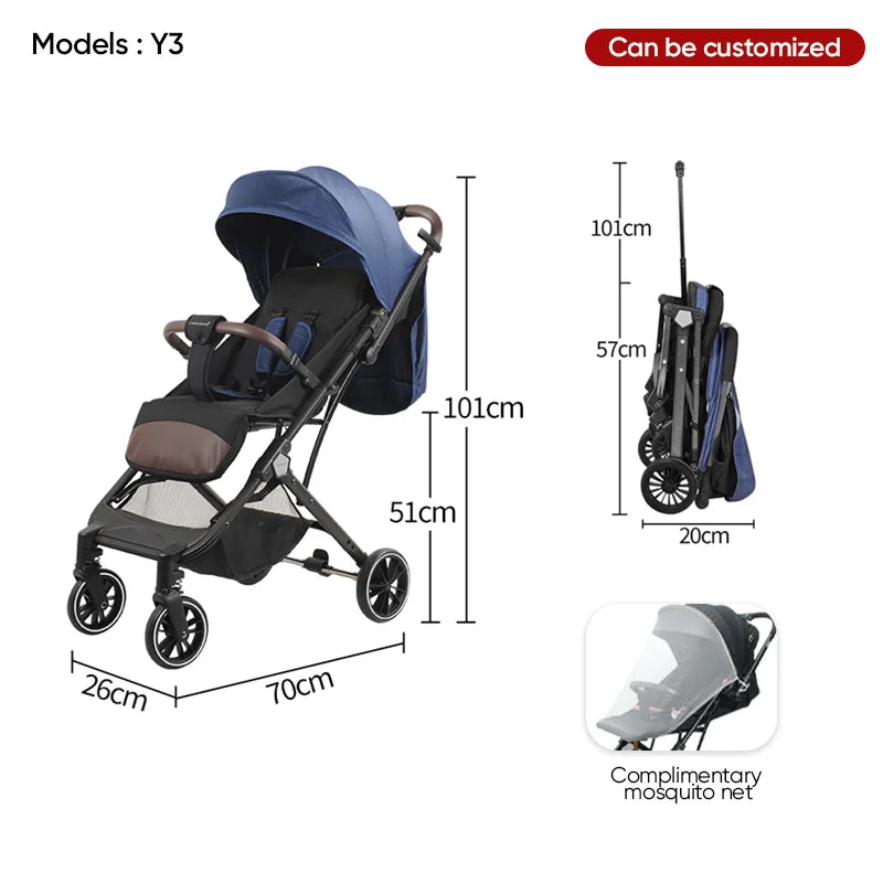 JMT-153866 Lightweight Foldable Baby Pram for Air Travel - Compact Stroller with Easy Storage