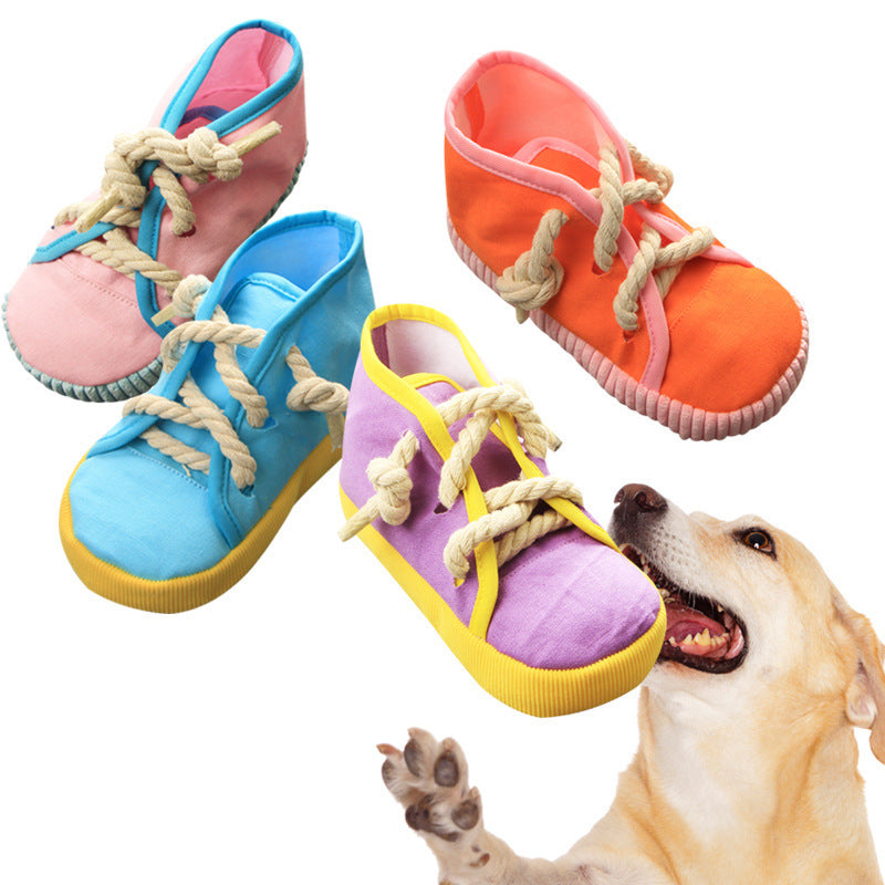JMT-153866 Pet Simulation Sounding Toy - Colorful Cloth Canvas Shoes