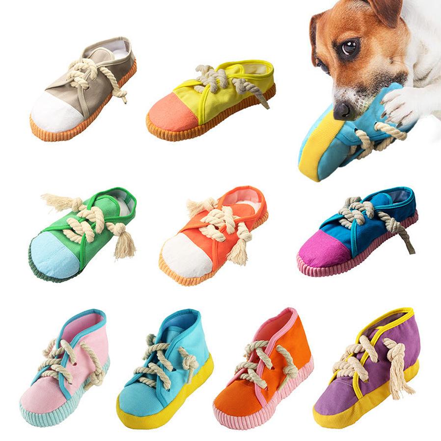 JMT-153866 Pet Simulation Sounding Toy - Colorful Cloth Canvas Shoes
